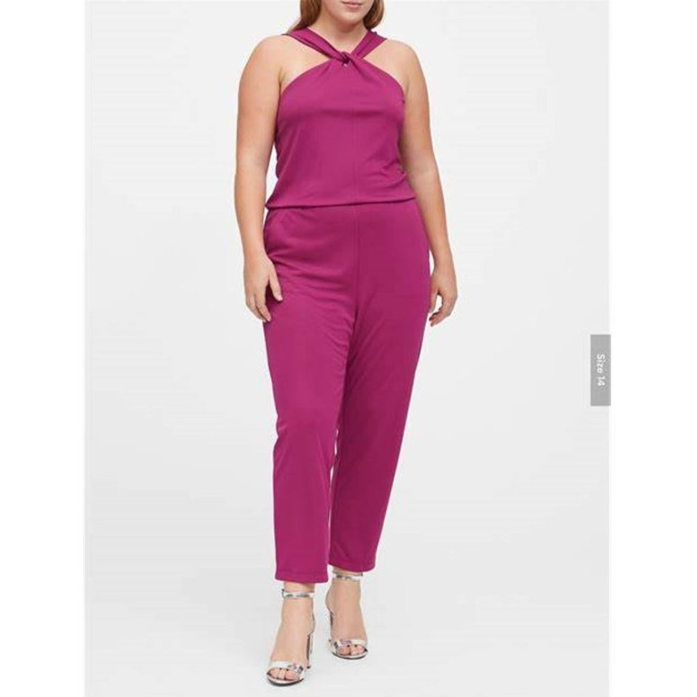 Twisted Halter Neck Ruched Jumpsuit Raspberry NWT Banana Republic $149 sz20